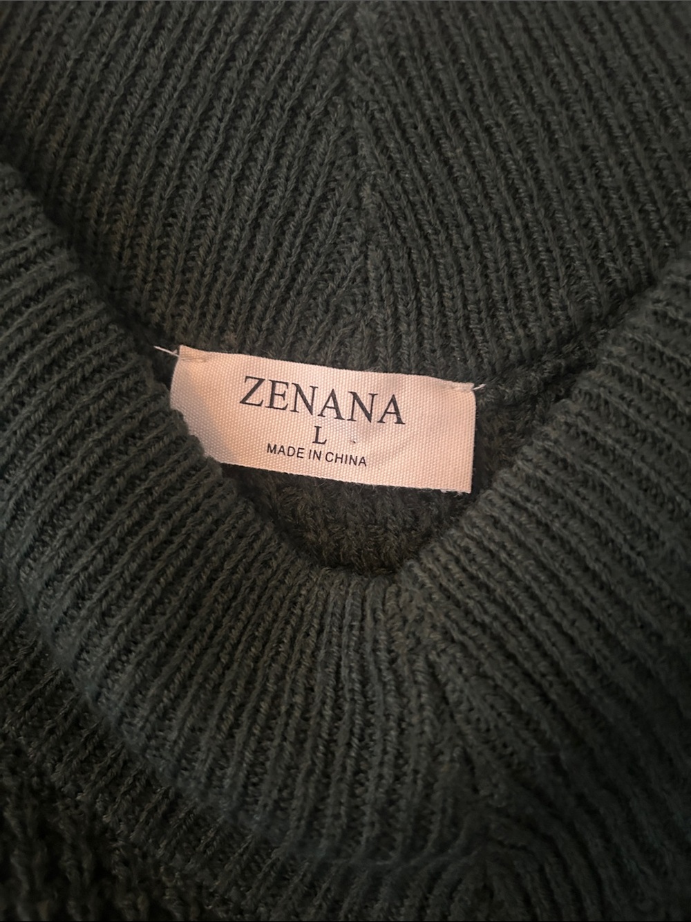Zenana Outfitters Deep Green V-Neck Waffle Knit Sweater - Picture 3 of 3